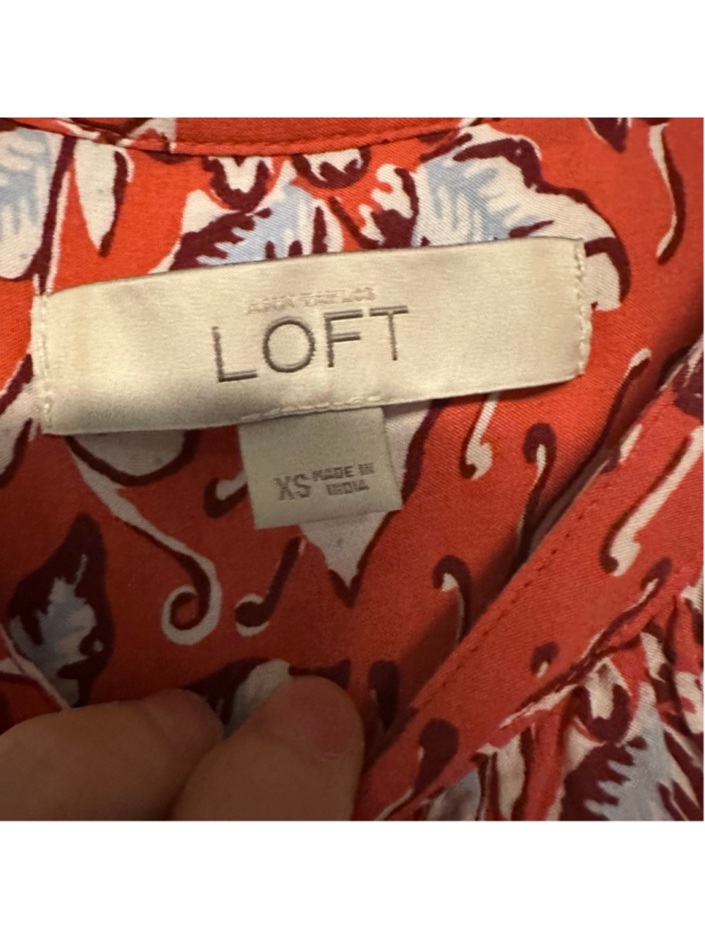 Ann Taylor LOFT Orange White Floral Knee Length Long Sleeve Dress women’s XS - Picture 2 of 8